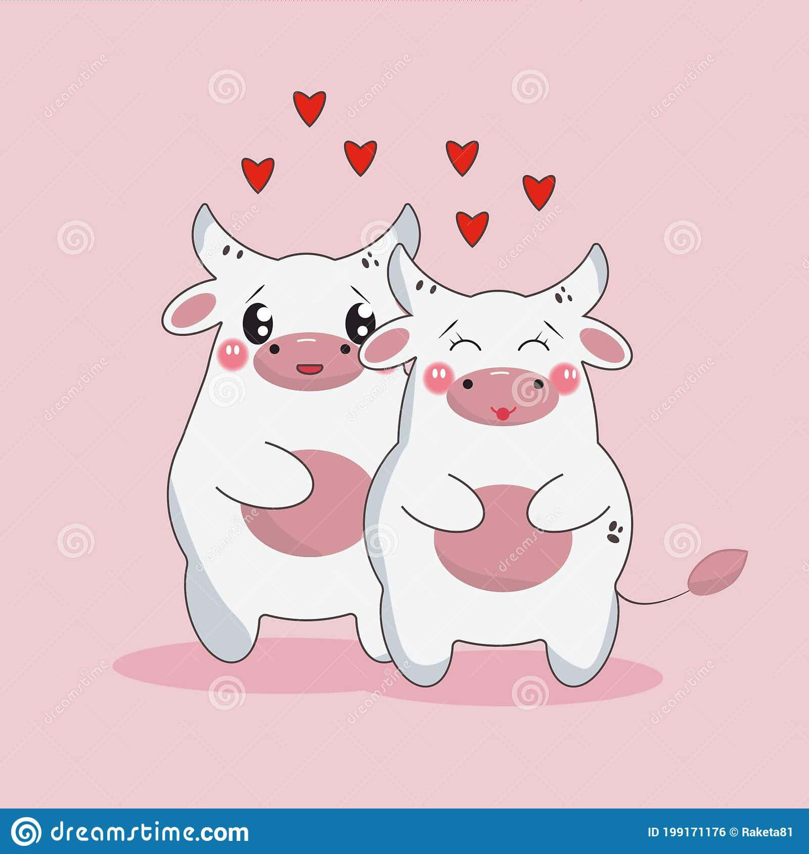 Enjoy The Cuteness Of This Kawaii Cow! Wallpaper