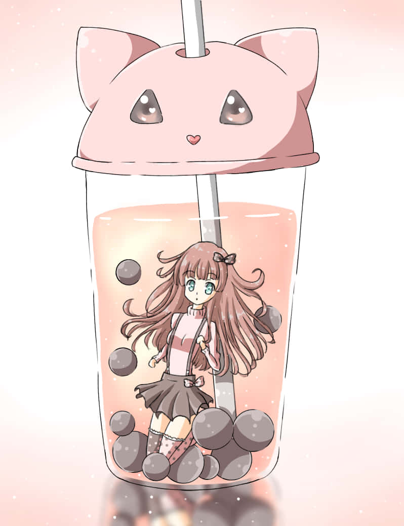 Enjoy The Delightful Taste Of Bubble Tea Anime With A Fun Twist Wallpaper