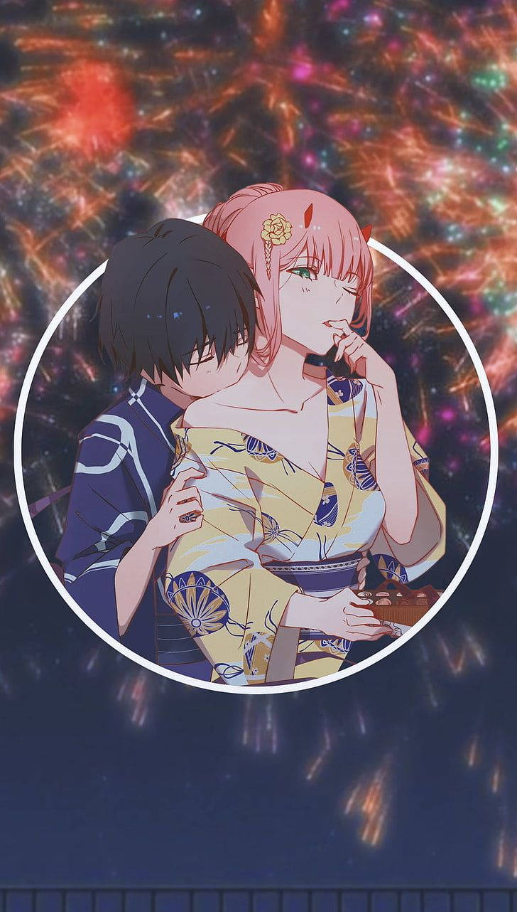 Enjoy The Fireworks From Darling In The Franxx Wallpaper