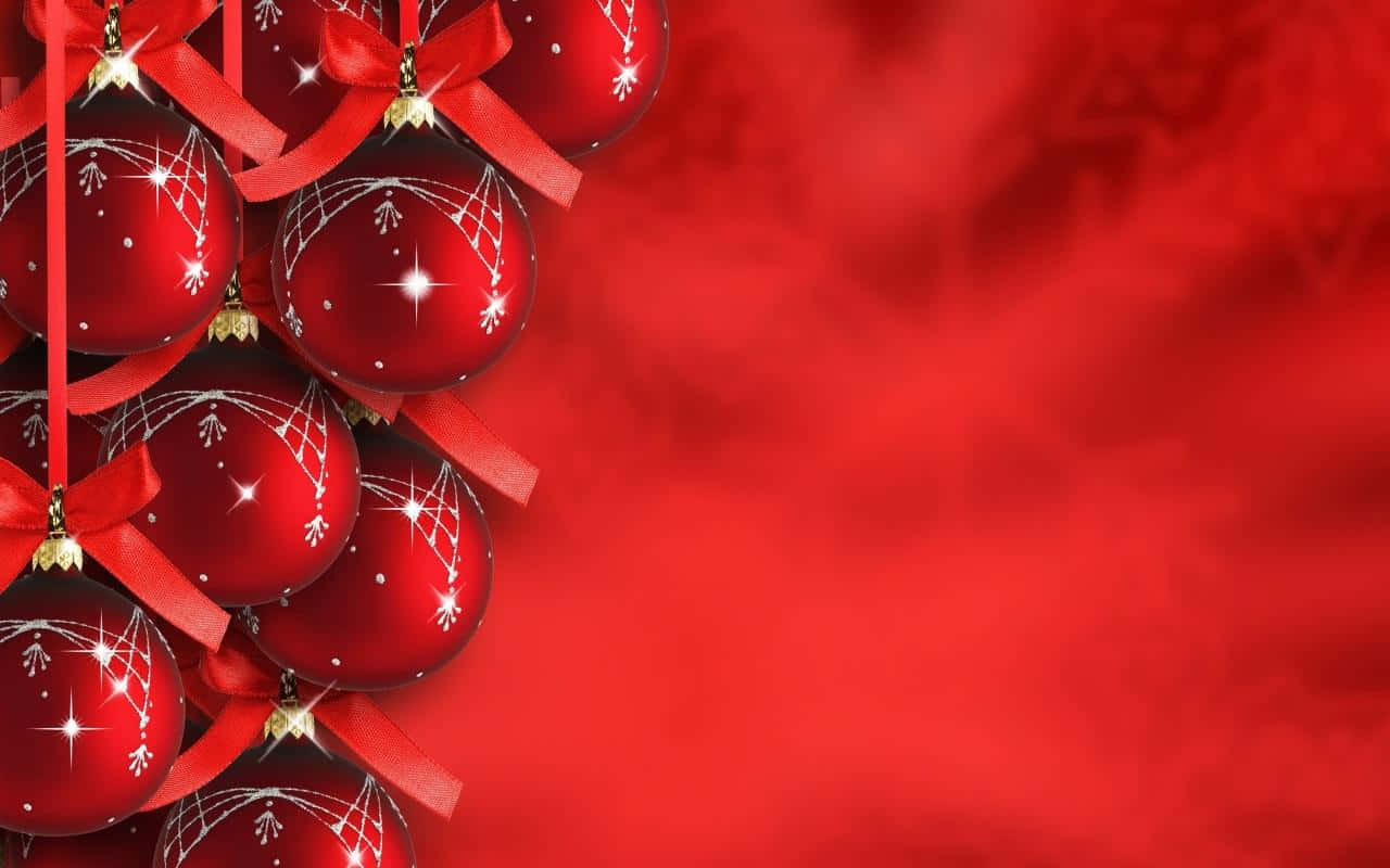 Enjoy The Spirit Of The Holiday Season With This Beautiful Red Aesthetic Christmas Image Wallpaper