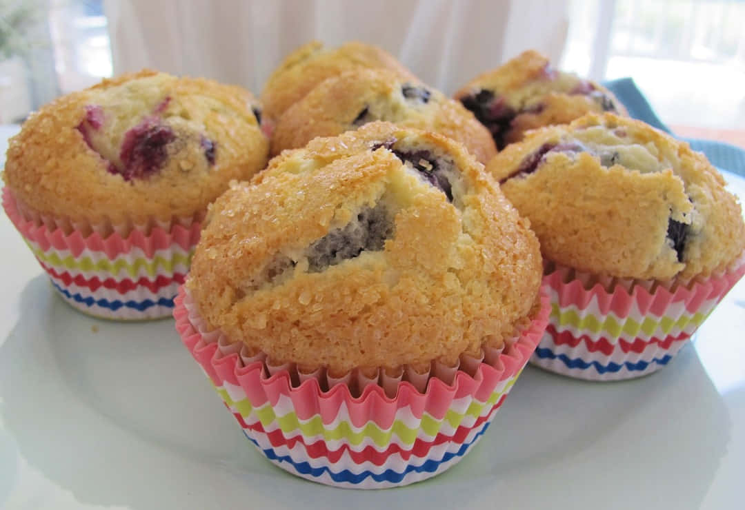 Enjoy The Sweet, Delicious Flavor Of Blueberry Muffins! Wallpaper