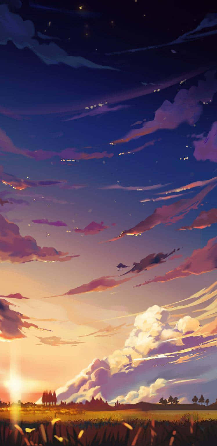 Enjoy The Tranquility Of A Virtual Anime Sunset Wallpaper