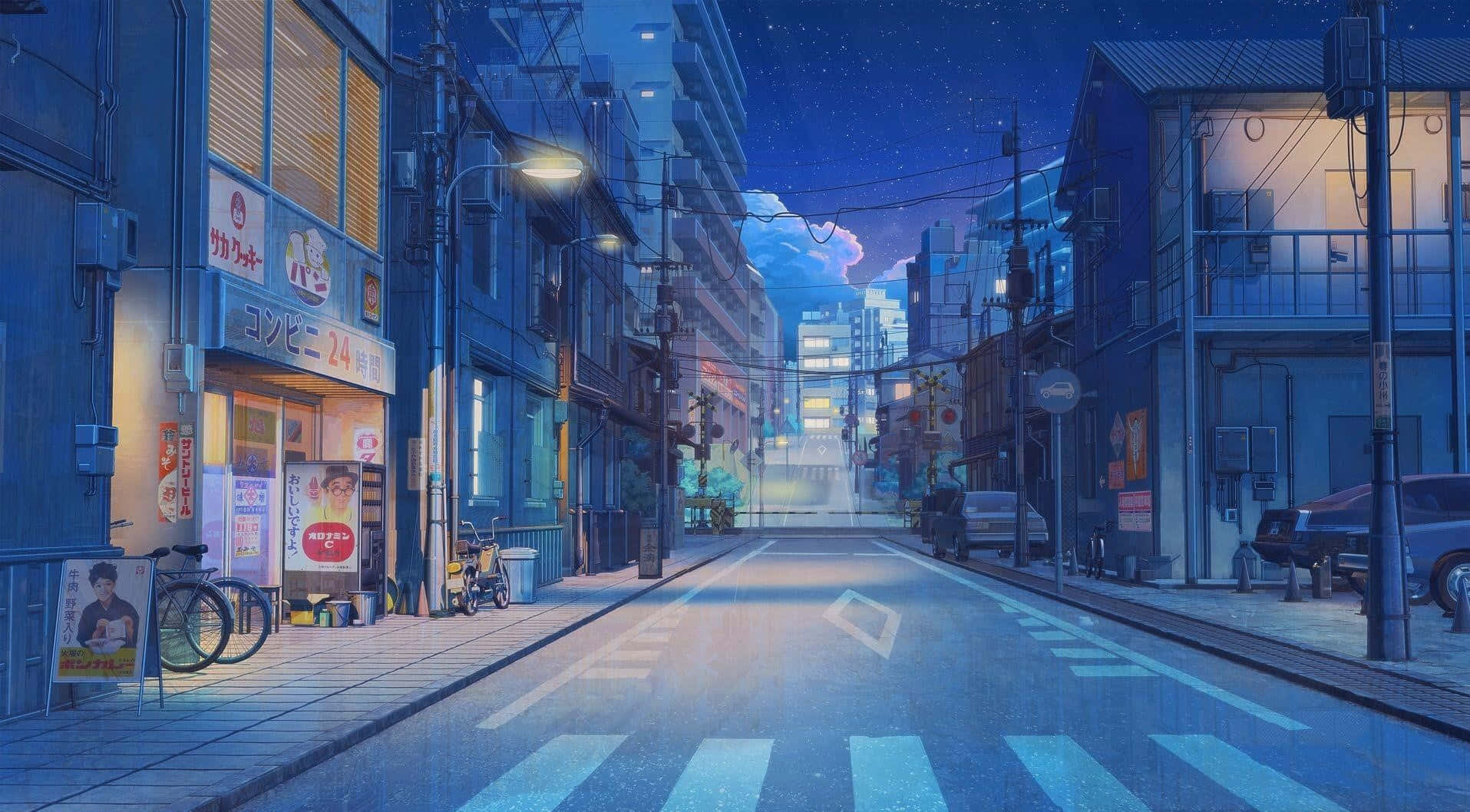 Enjoy This Calming And Dreamy Blue Anime Aesthetic Desktop Wallpaper