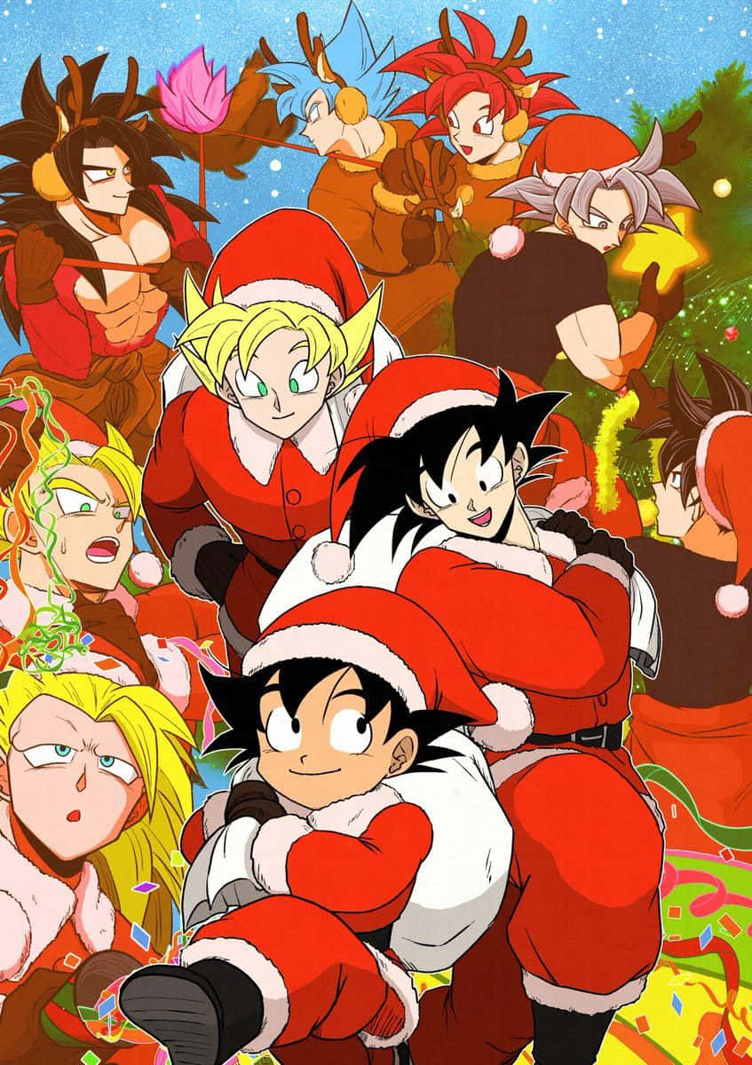 Enjoying A Christmas Movie With Anime Boys Wallpaper