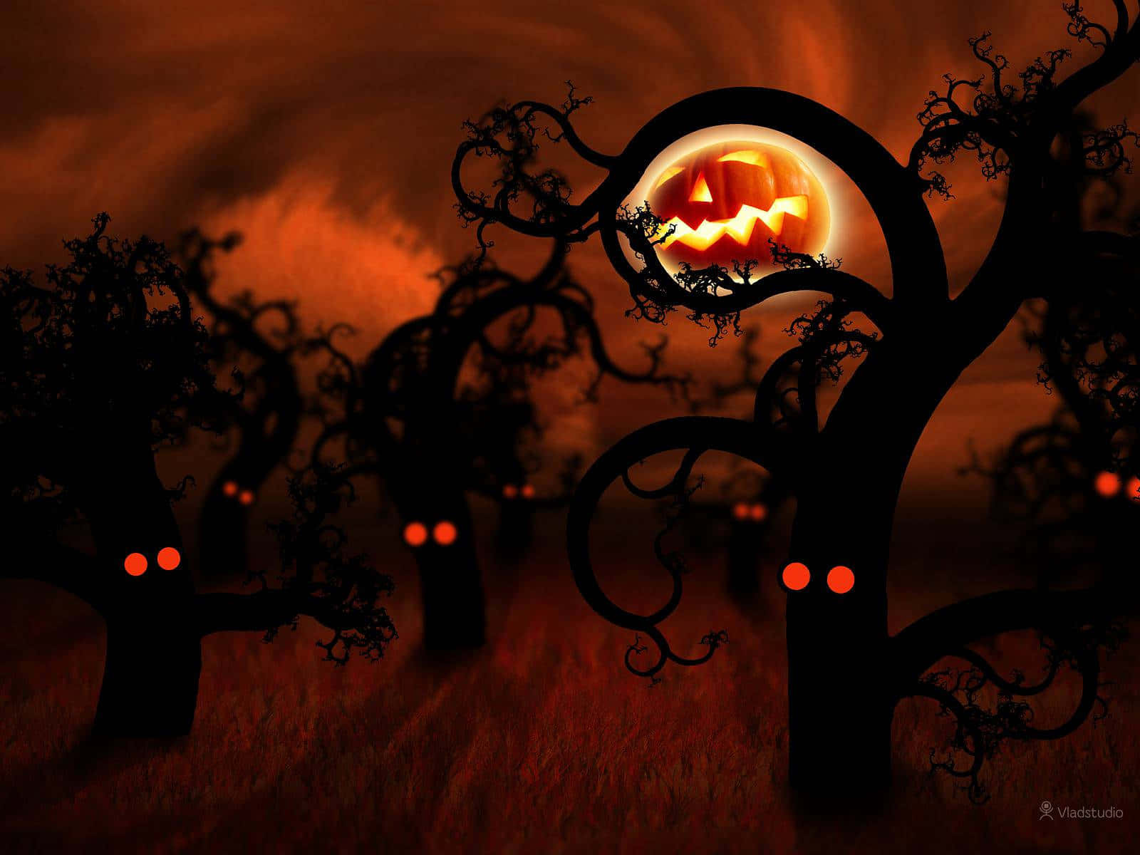 Enjoying A Spooky Halloween Night At A Chilling Graveyard Wallpaper