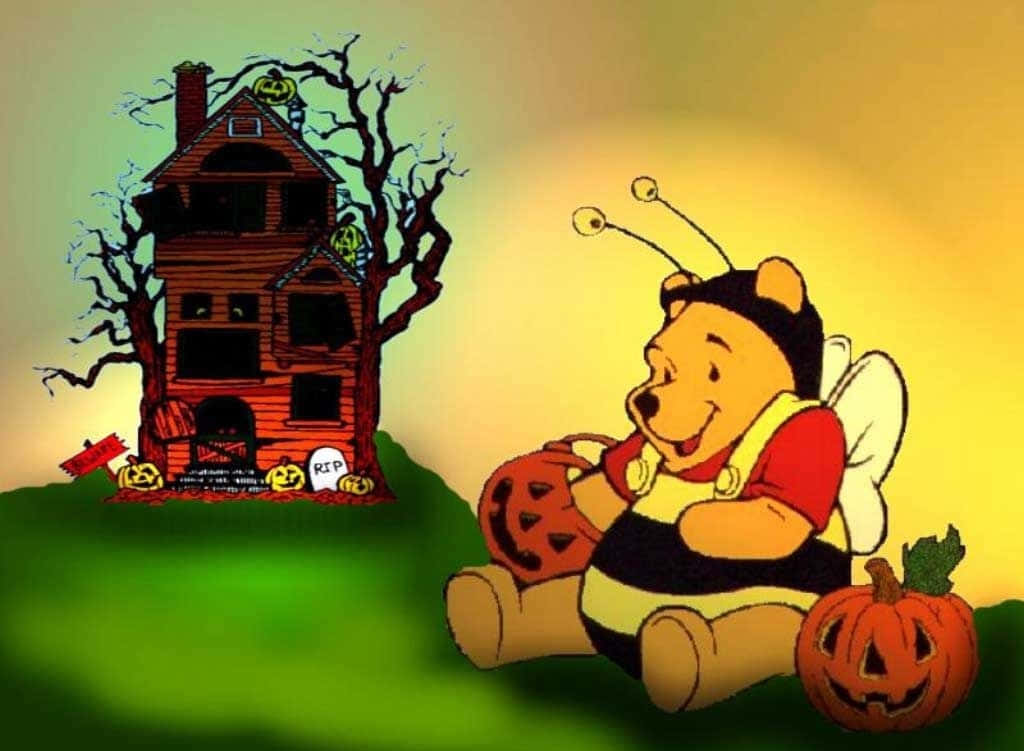 Enjoying Halloween With Winnie The Pooh Wallpaper