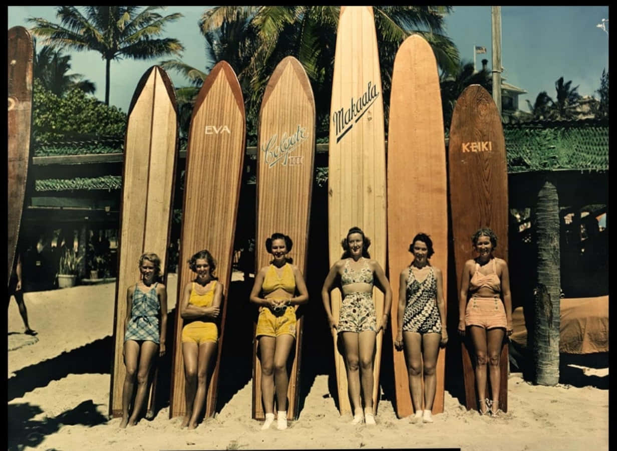 Enjoying The Beach With A Vintage Surf Wallpaper