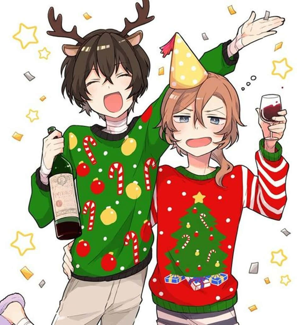 Enjoying The Holidays: Christmas Fun With Anime Boys Wallpaper