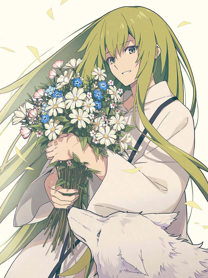 Enkidu_with_ Flowers_and_ Companion_ Wolf Wallpaper