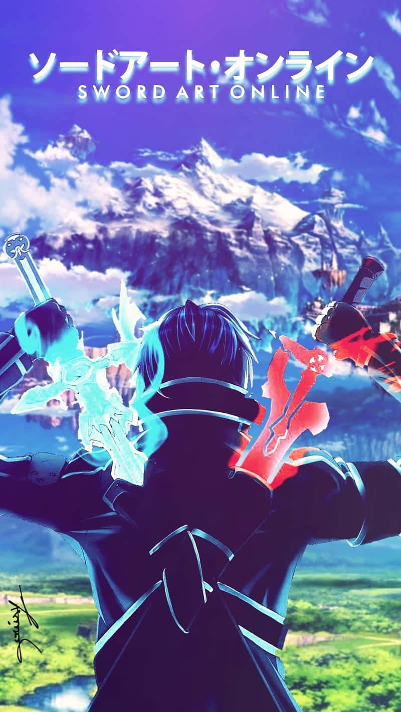 Enter The Digital World With Sword Art Online Iphone Wallpaper