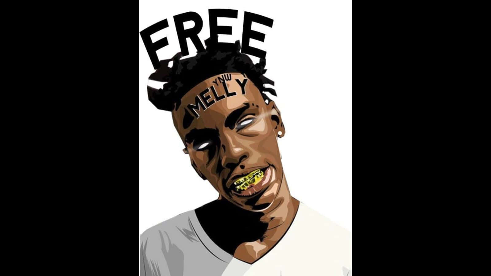 Enthralling Artwork Of Ynw Melly In Cartoon Style Wallpaper