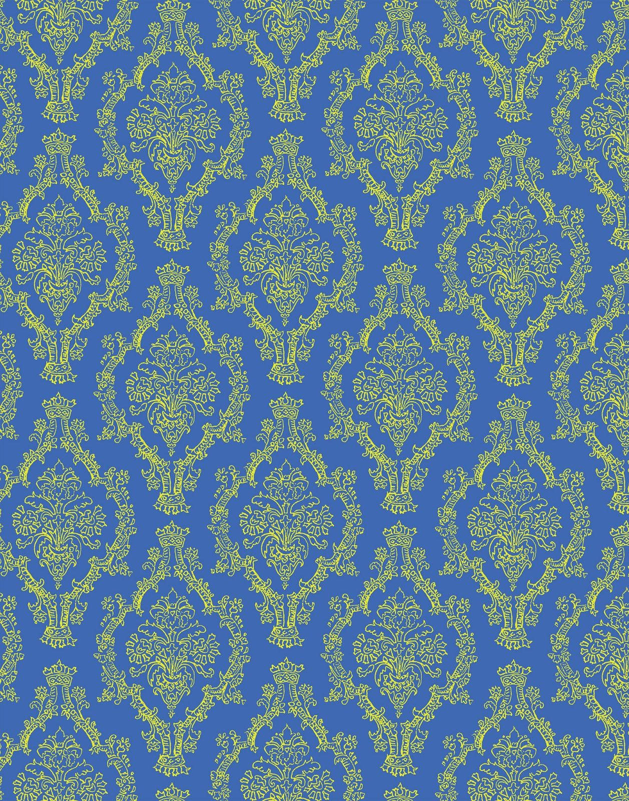 Enthralling Blue And Gold Vintage Style Wallpaper