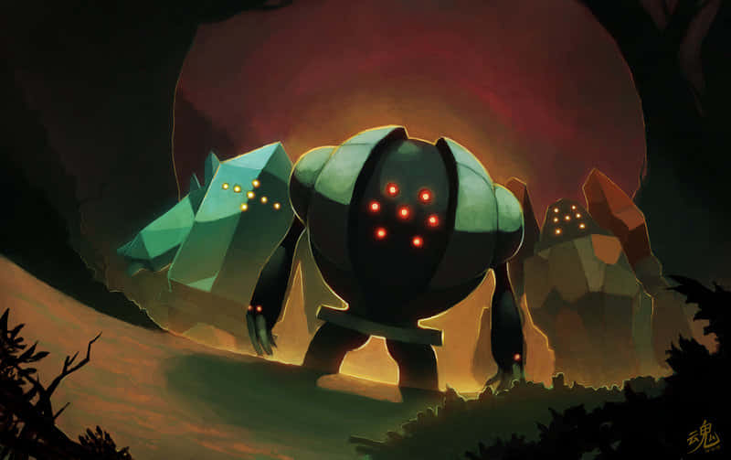 Epic Artwork Of Legendary Pokemon Regirock, Registeel, And Regice Wallpaper