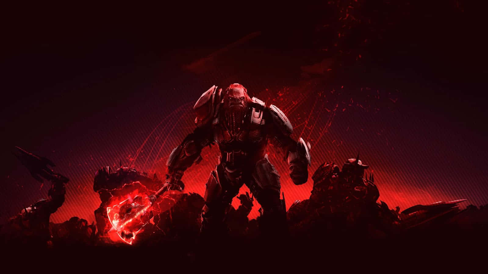 Epic Battle: Halo Brutes In Action Wallpaper