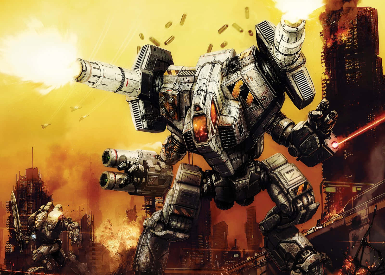 Epic Battle Of Futuristic Mechs In Battletech Universe Wallpaper