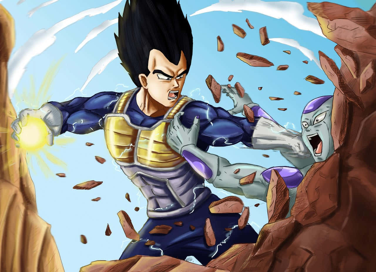 Epic Battle: Vegeta And Frieza Face Off In Intense Showdown Wallpaper