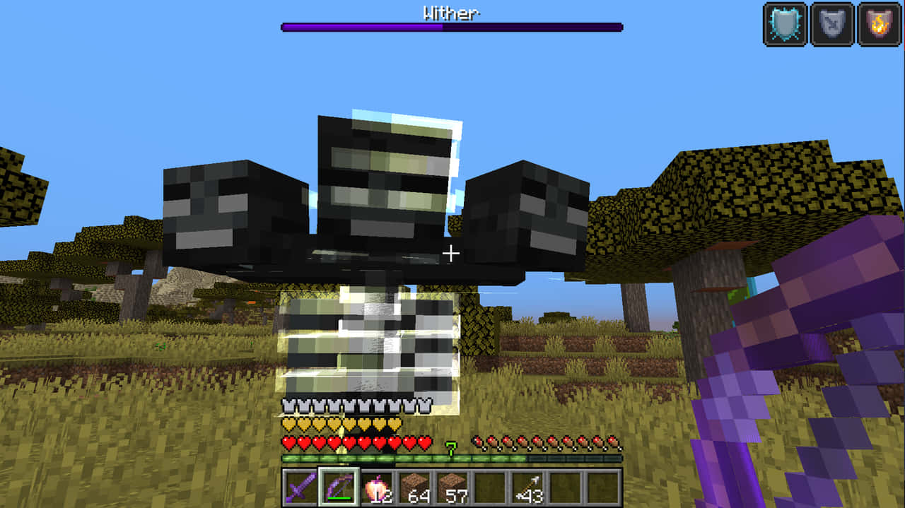 Epic Battle With The Wither Boss In Minecraft Wallpaper