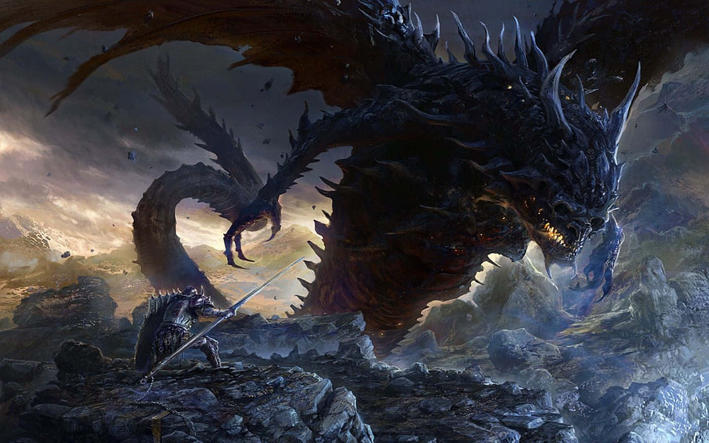 Epic_ Dragon_ Battle_ Fantasy_ Artwork Wallpaper