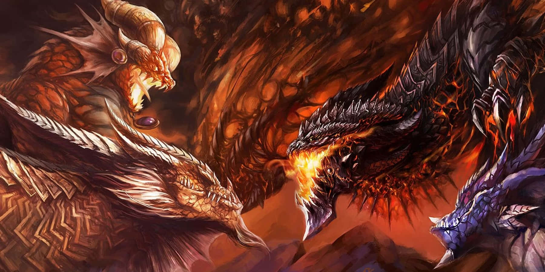 Epic_ Dragon_ Faceoff_ Wo W Wallpaper