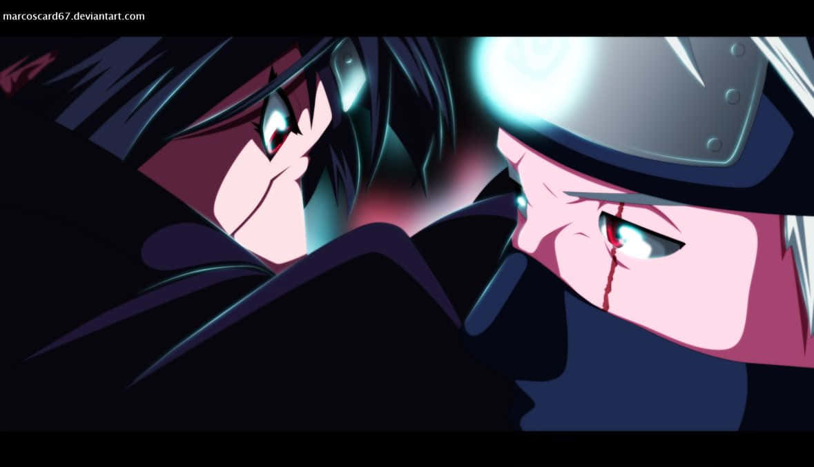 Epic Stare Down Between Kakashi And Itachi Wallpaper