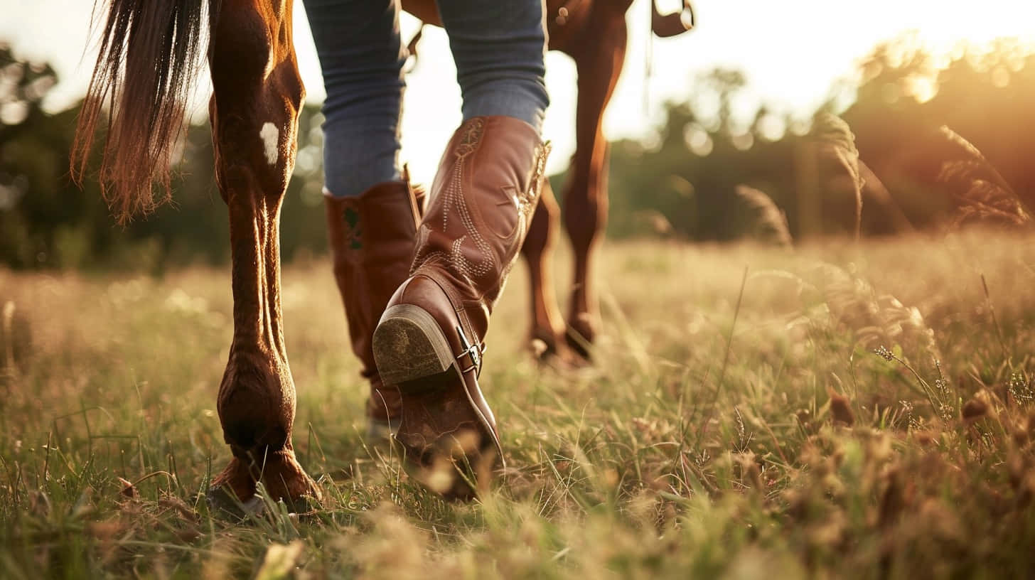 Equestrian Boots Sunset Walk Wallpaper