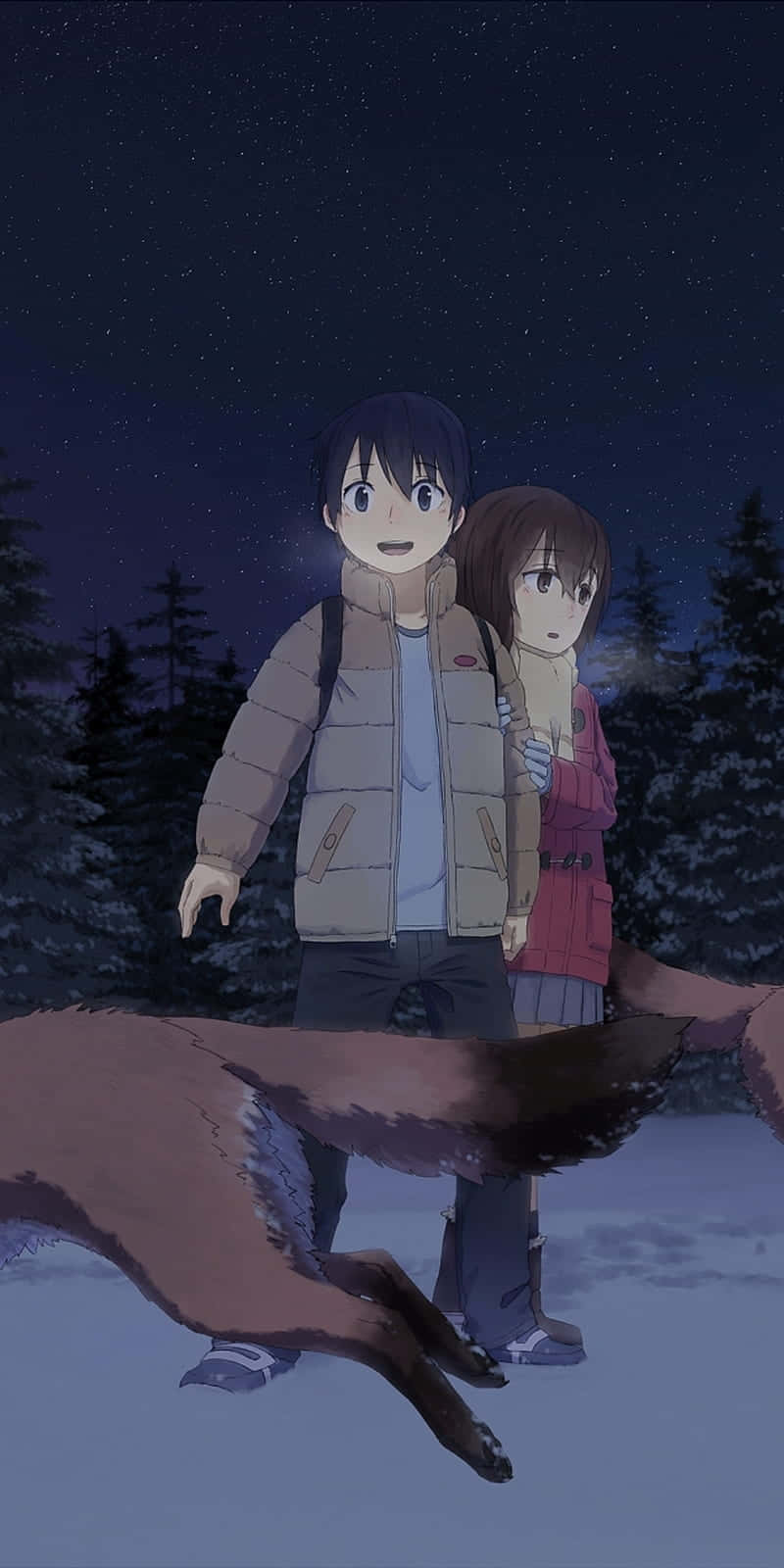 Erased Anime Kayo Satoru Night With Fox Wallpaper