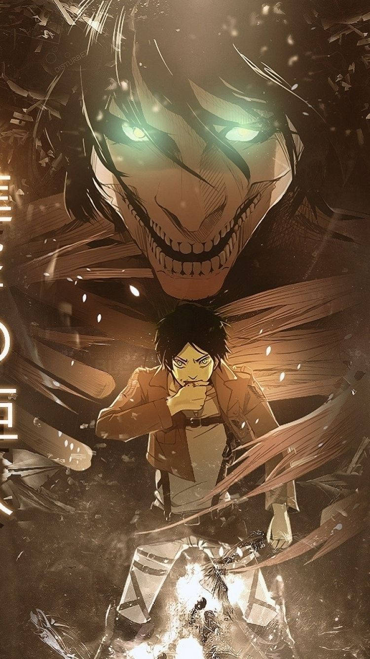 Eren Biting His Hand Attack On Titan Iphone Wallpaper