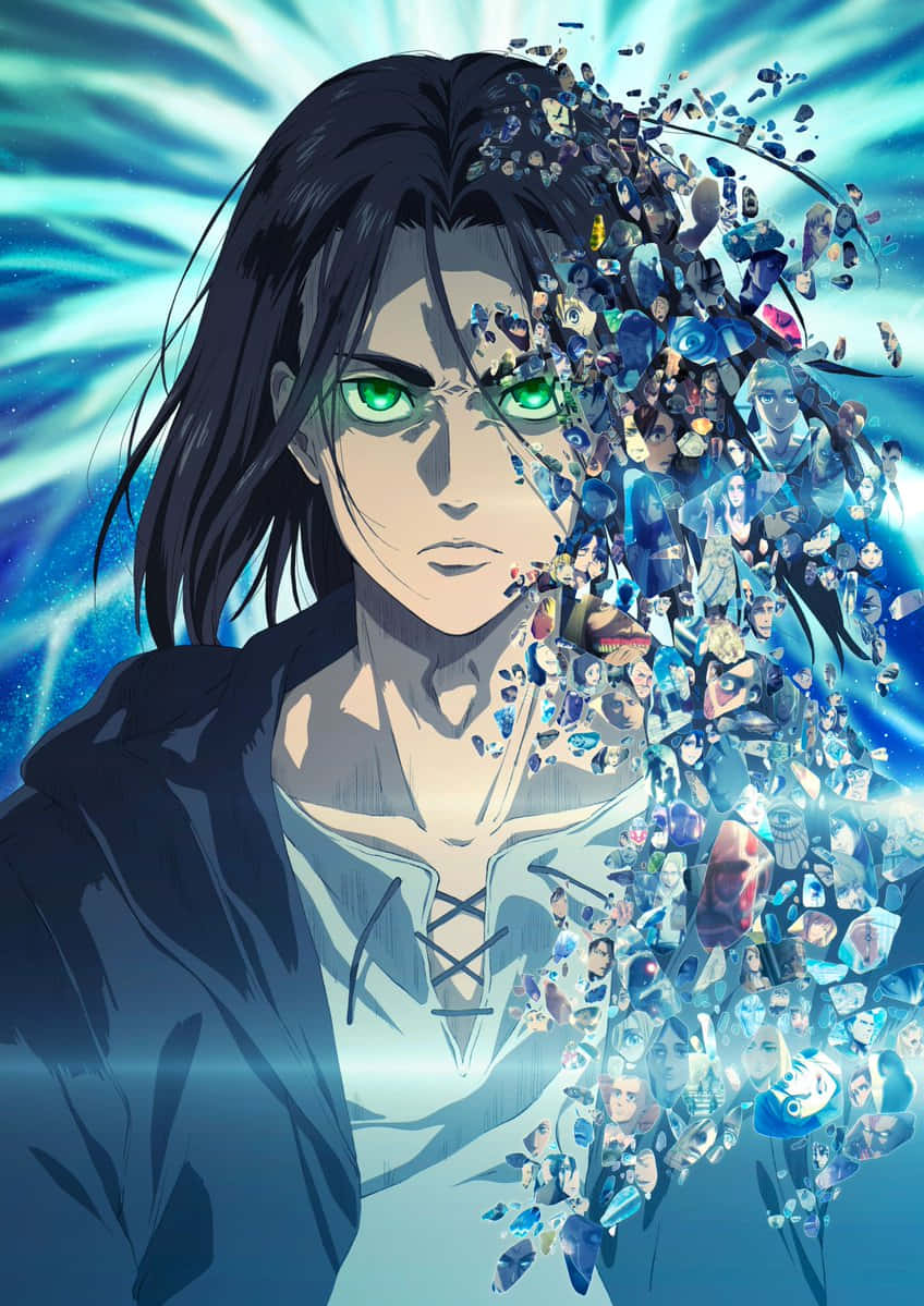 Eren Yeager Pfp Dispersing Into Shards Wallpaper