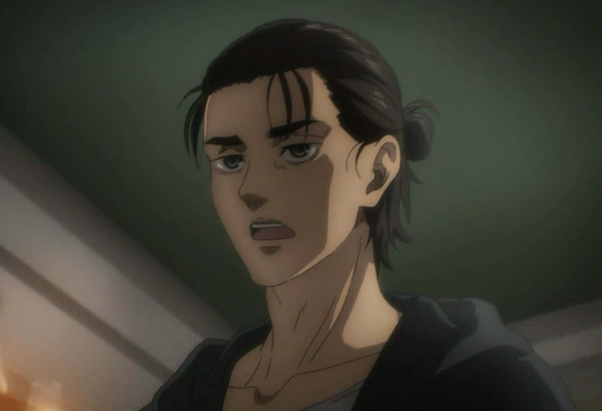 Eren Yeager Pfp With Hair Bun Wallpaper