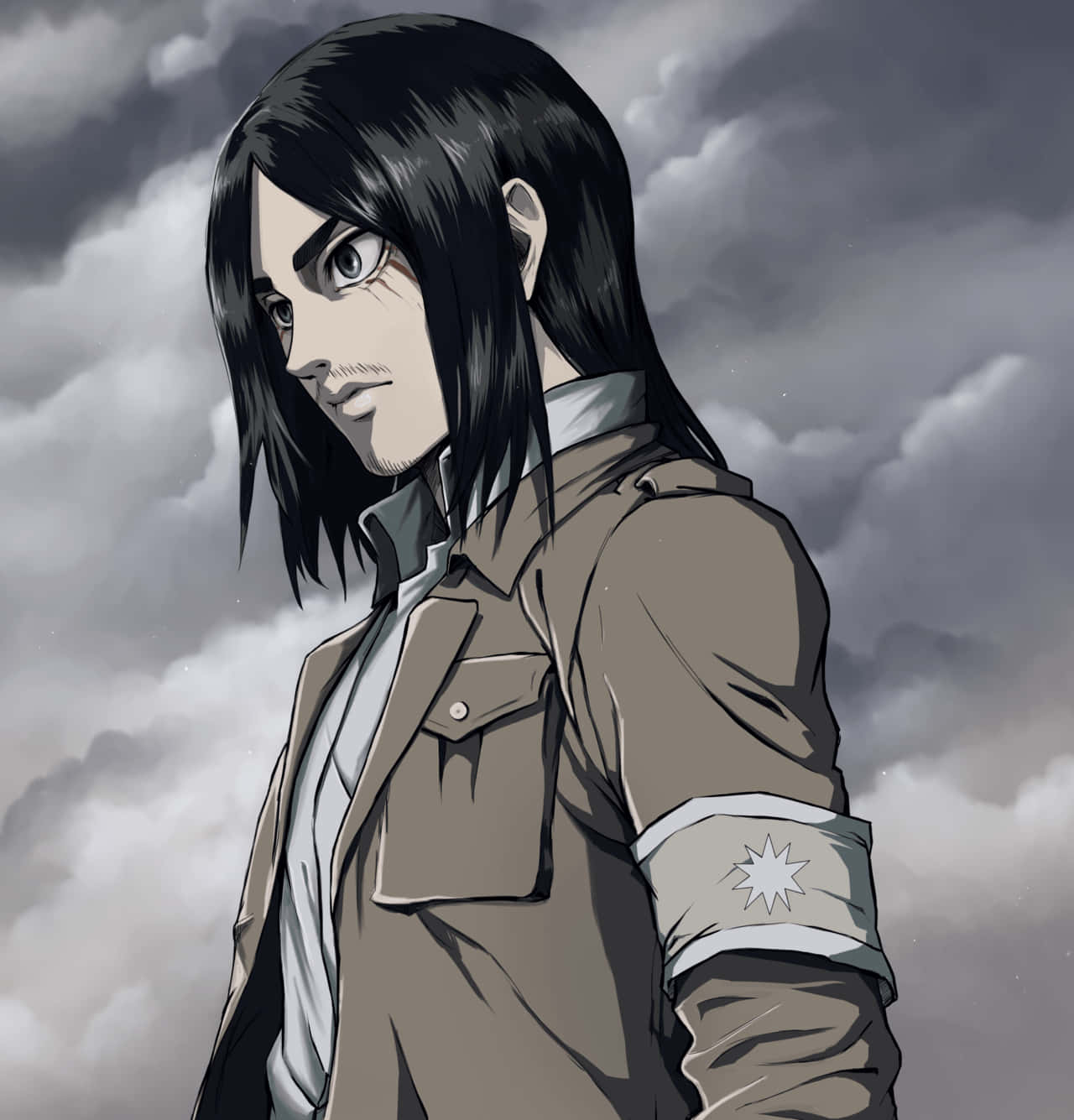 Eren Yeager Pfp With Long Hair Wallpaper