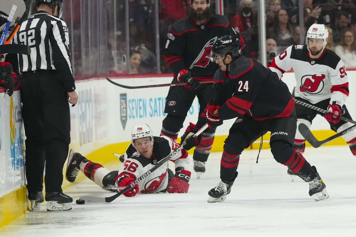 Erik Haula In Action On The Ice Wallpaper