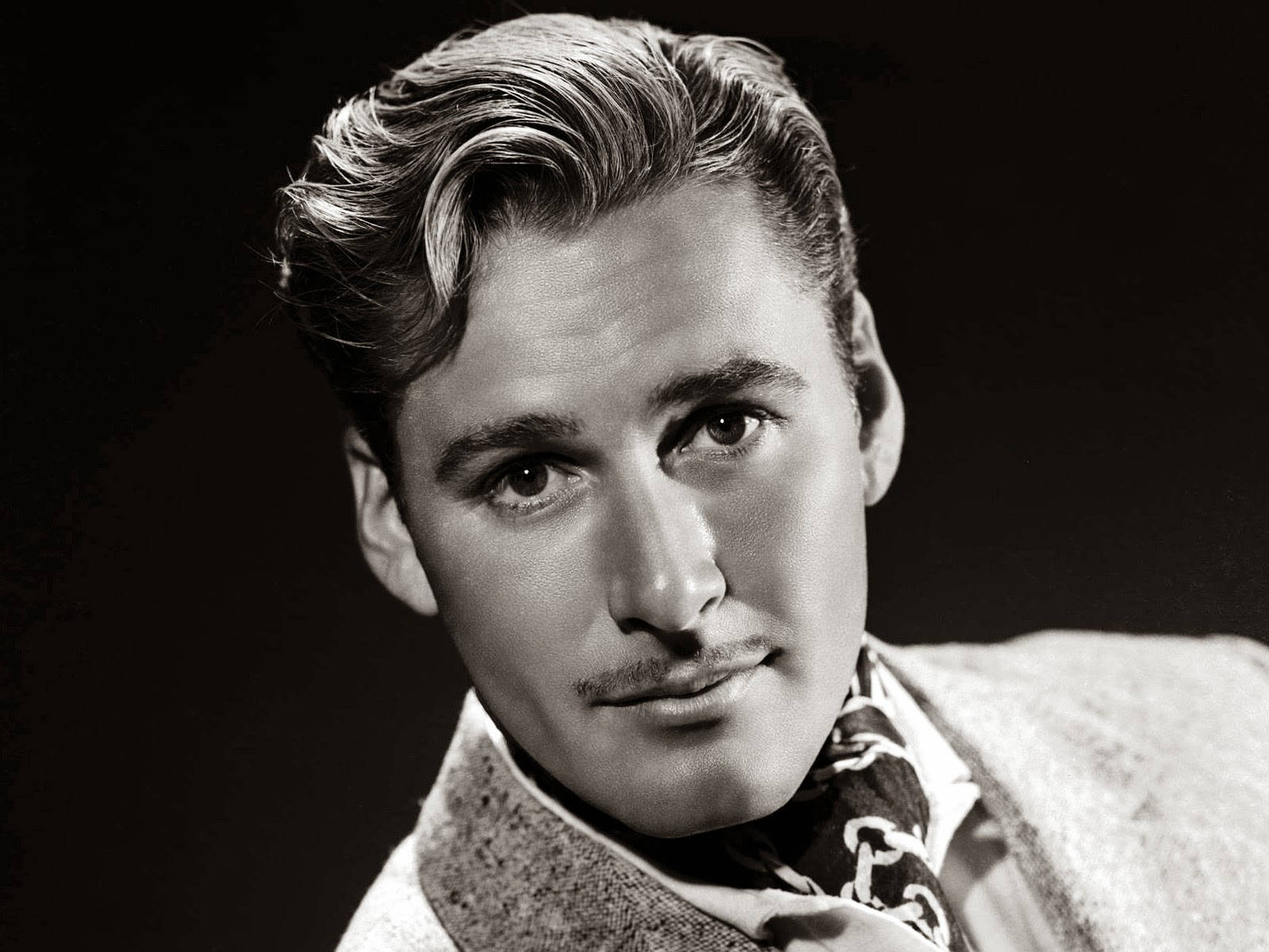 Errol Flynn Black And White Black Background Wallpaper