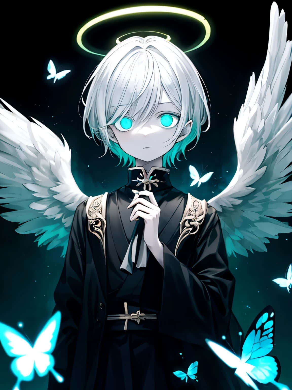 Ethereal_ Anime_ Angel_with_ Blue_ Eyes Wallpaper