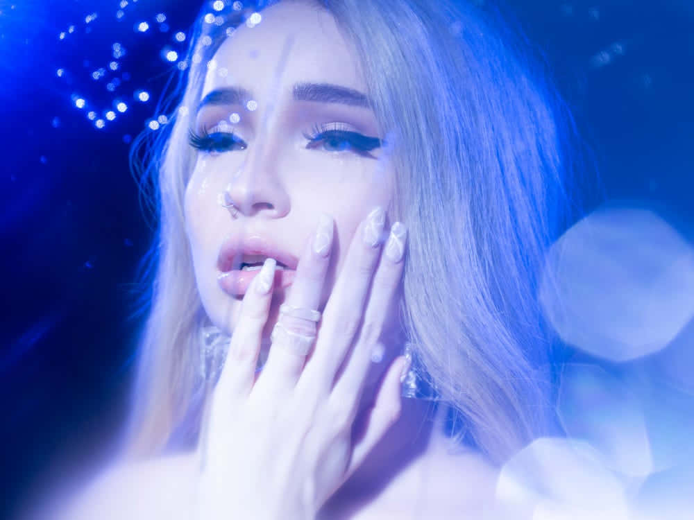 Ethereal Blue Portrait Kim Petras Wallpaper