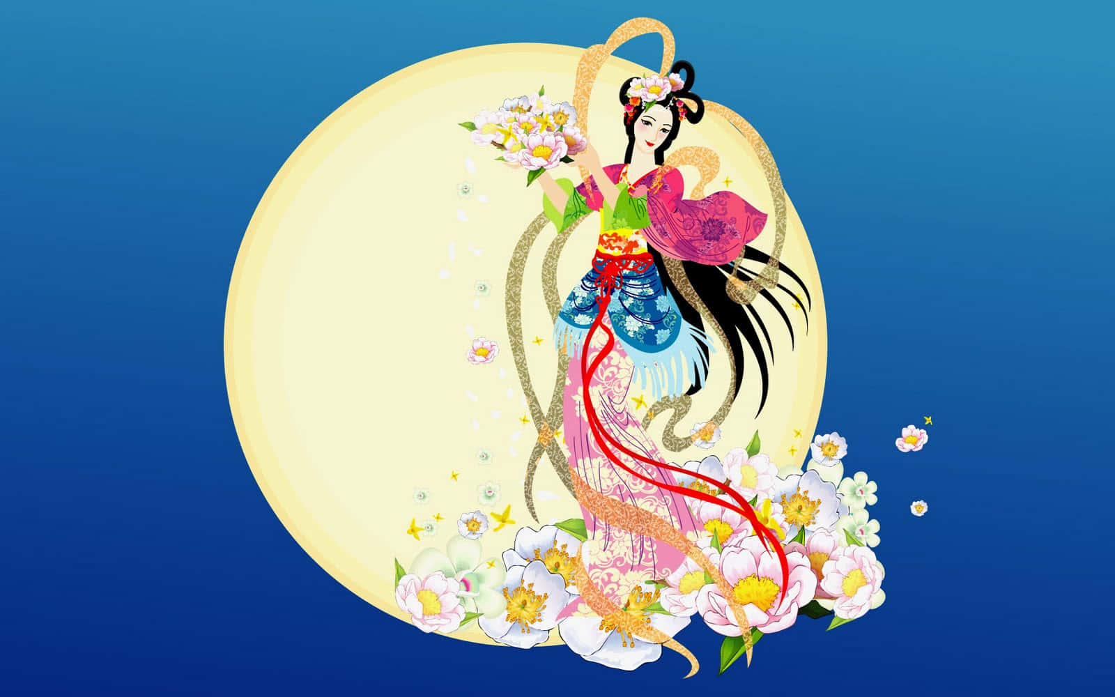 Ethereal Depiction Of Chang'e, The Mythical Lunar Goddess Wallpaper