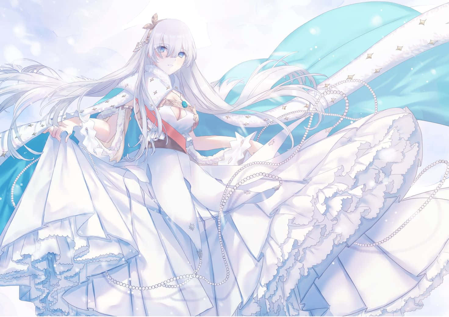 Ethereal White Dress Anime Girl Wallpaper