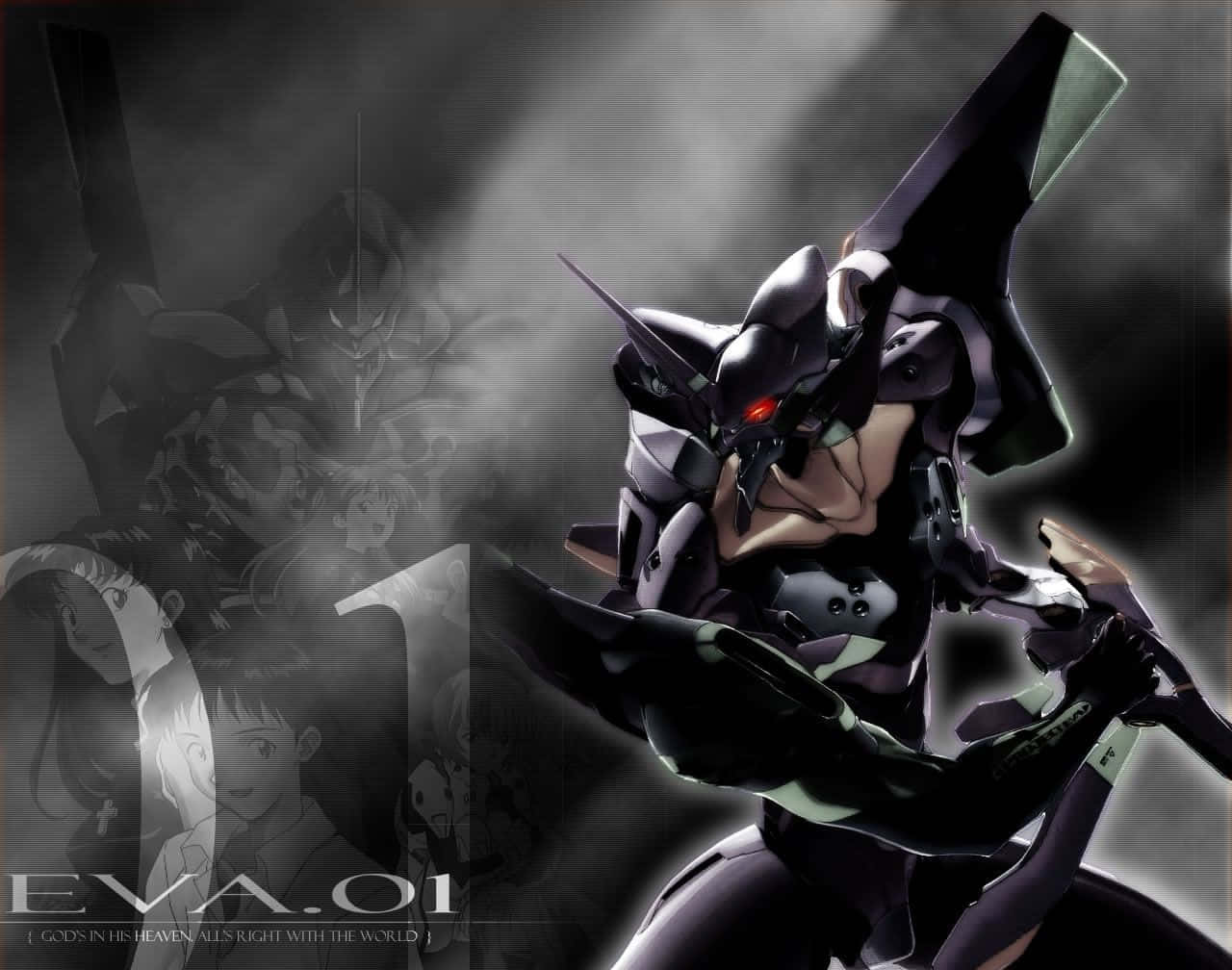 Eva 01 Posing Fiercely In Battle Wallpaper