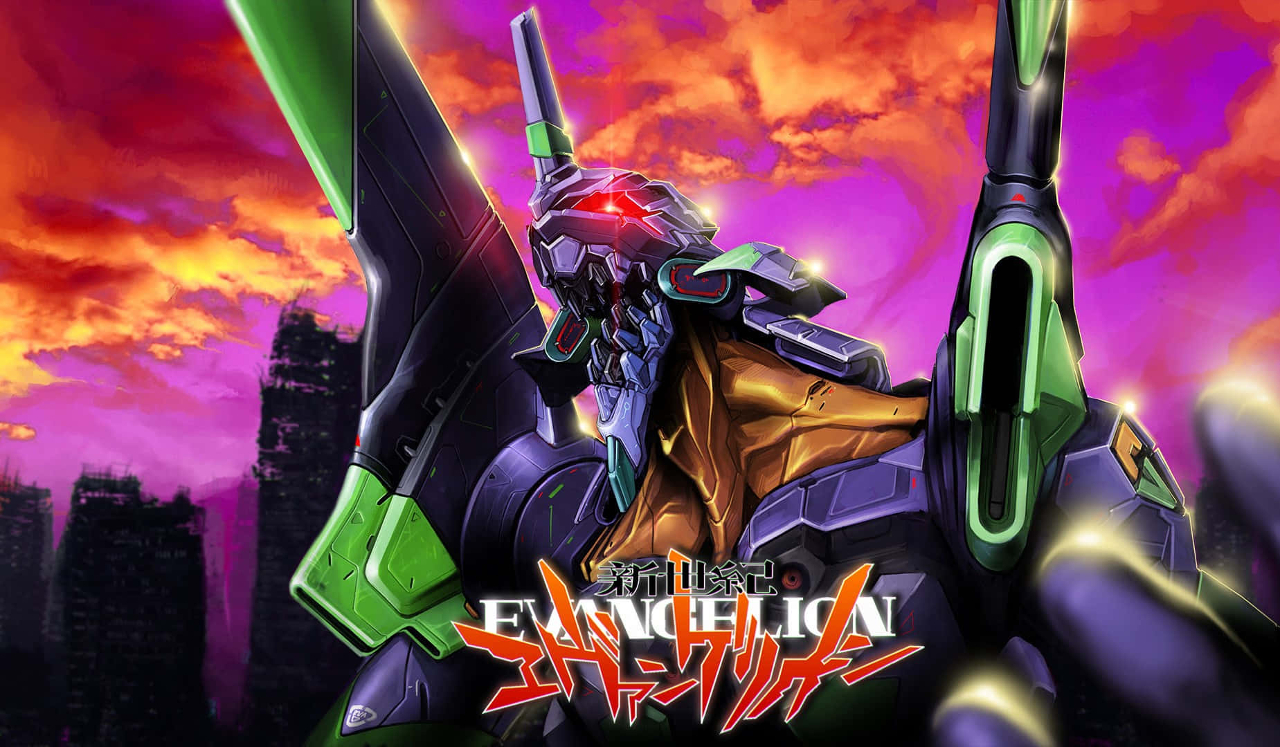 Eva Unit 01 In An Intense Battle Stance Wallpaper