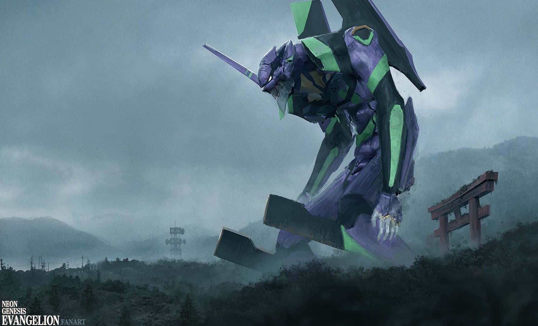 Eva Unit-01 In Battle Stance Wallpaper