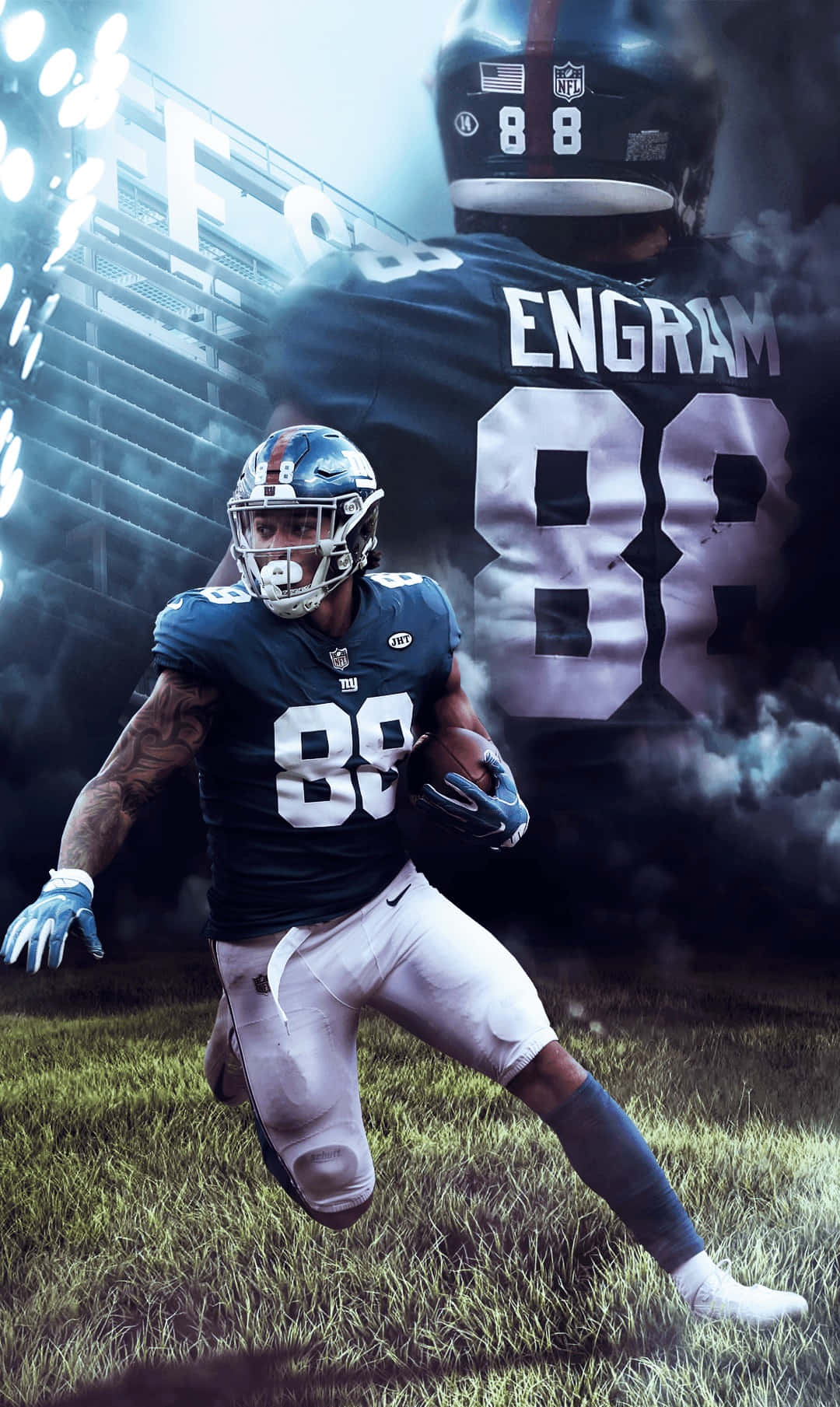 Evan Engram Giants Football Art Wallpaper