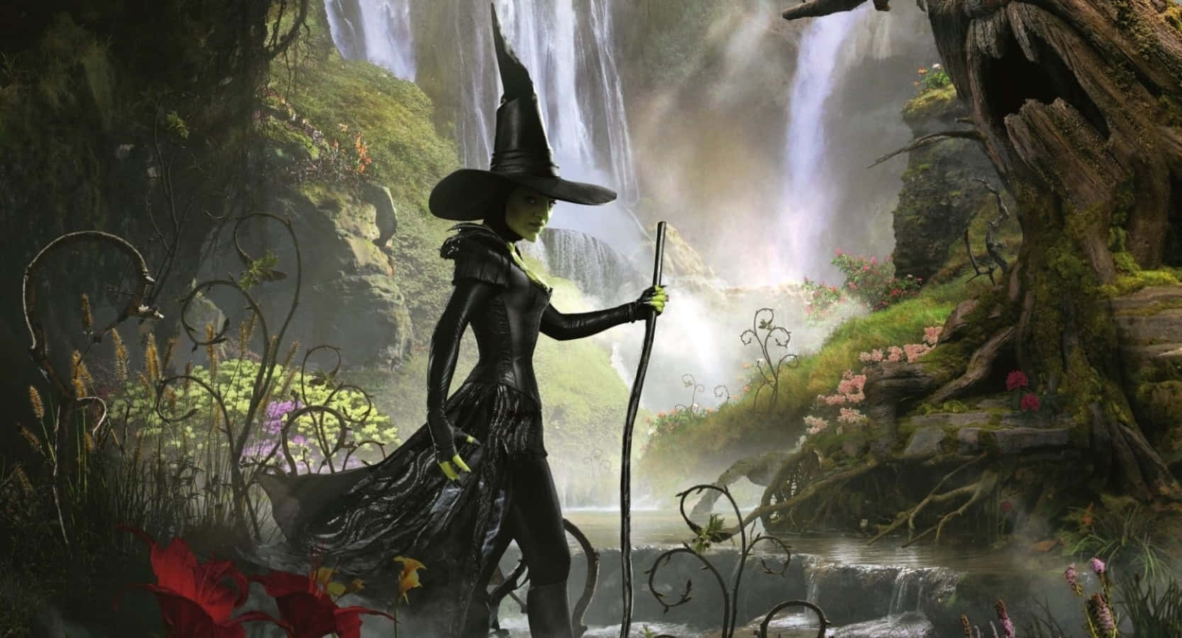 Evil Witch Casting A Spell In The Dark Forest Wallpaper