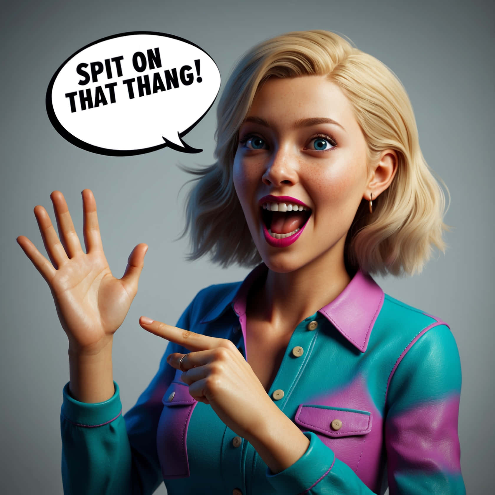 Excited Blonde Cartoon Speech Bubble Wallpaper