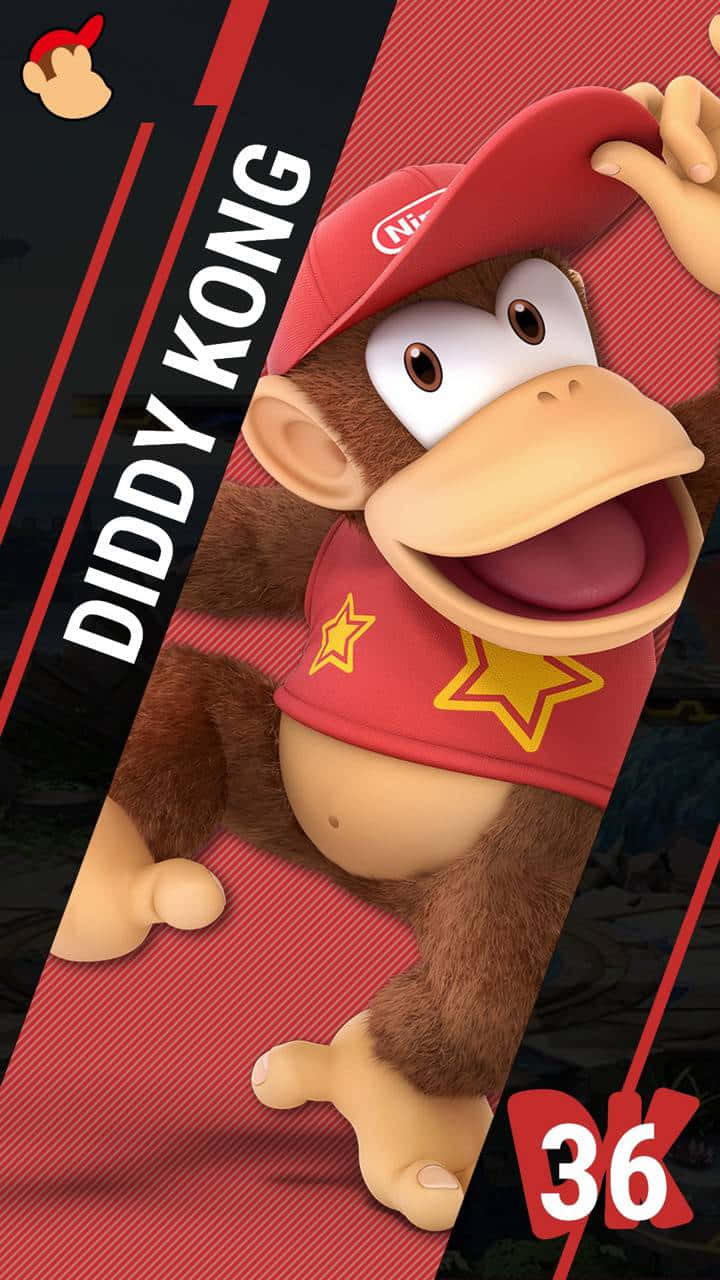 Excited Diddy Kong Standing Tall Wallpaper