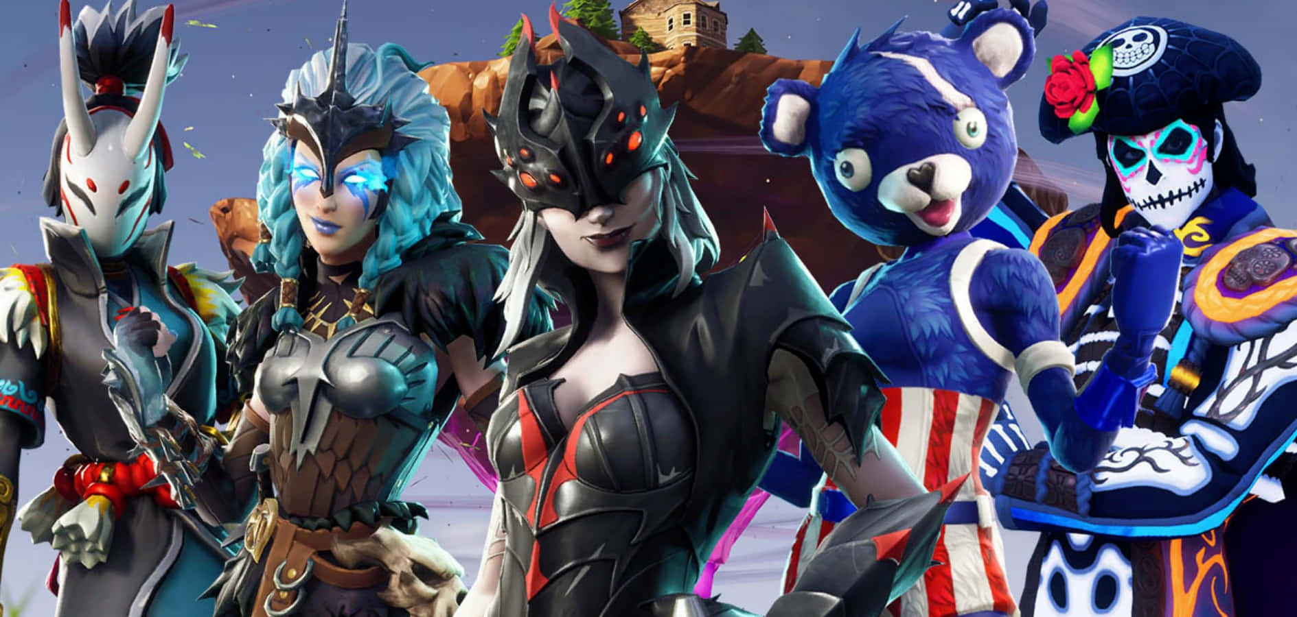 Exciting Fortnite Skins Battle Royale Showdown Wallpaper