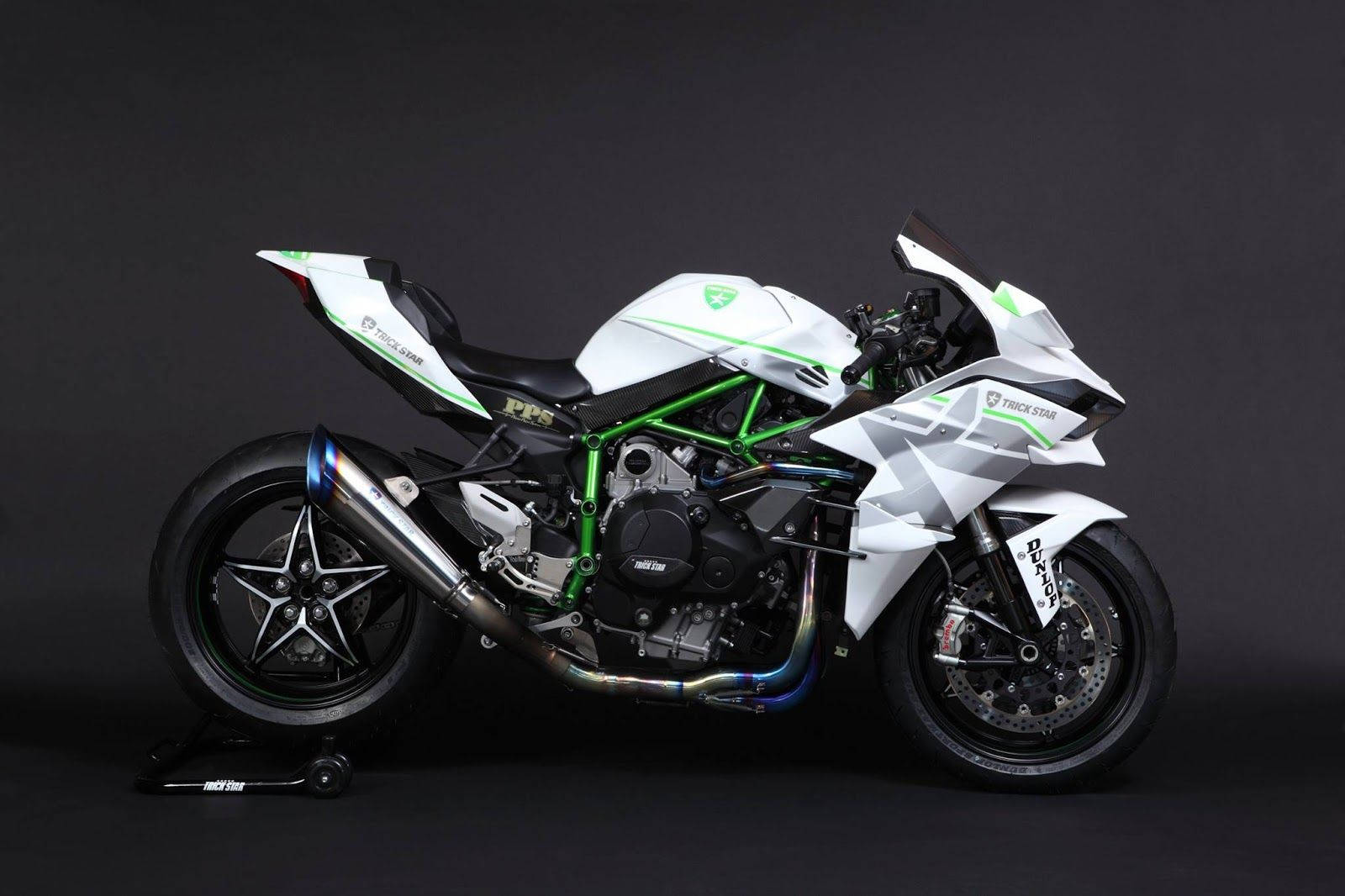 Exhilarating Power - The White And Black Kawasaki H2r Wallpaper