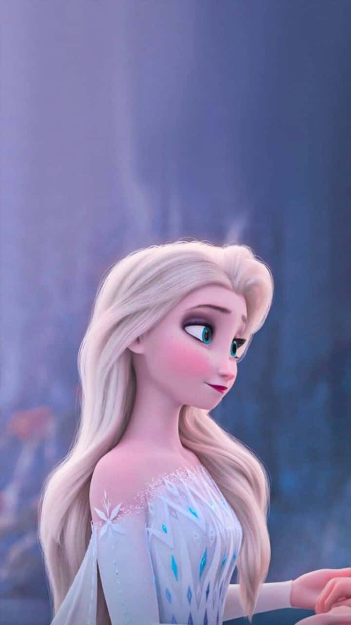 Experience The Enchantment Of Frozen 2 With Disney's Elsa Dressed In A White Gown Wallpaper