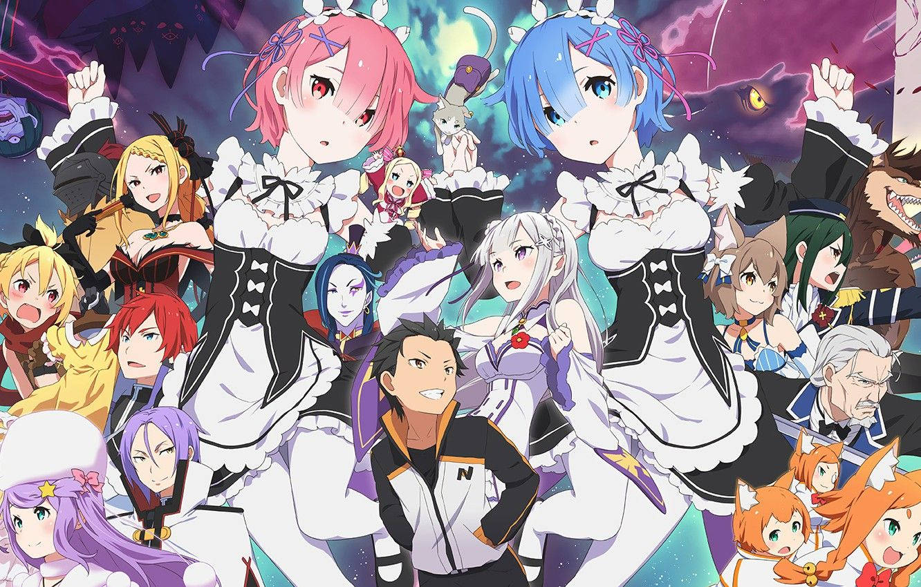 Experience The Magical Journey Of Emilia And Subaru With Re Zero Wallpaper