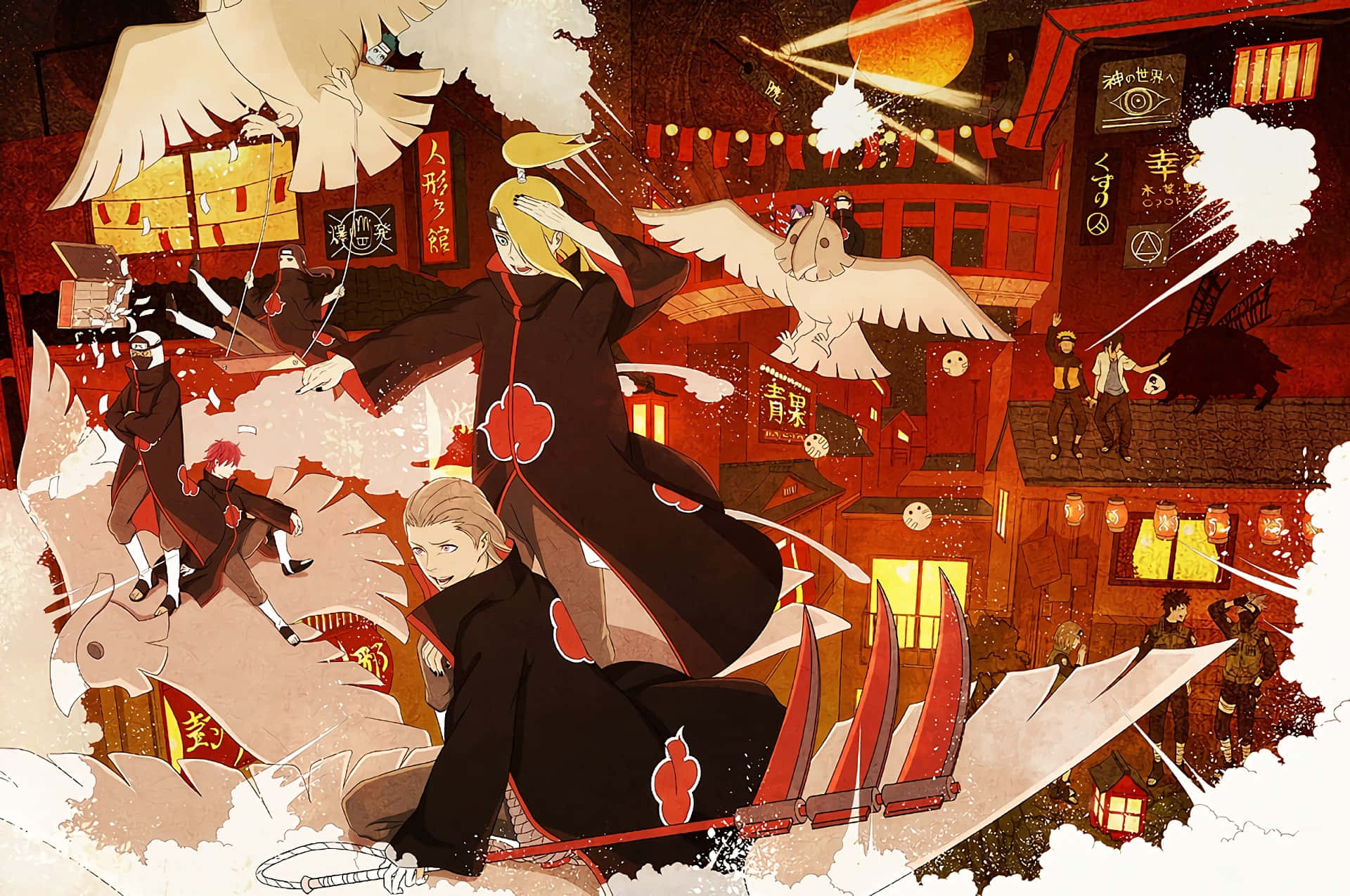 Experience The Thrill Of Extreme Combat With Akatsuki X Deidara. Wallpaper