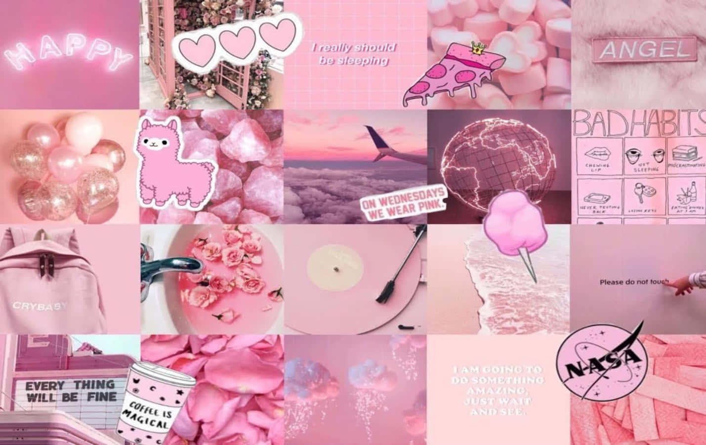 Explore The Beauty Of Pink With This Aesthetic Pink Collage Wallpaper