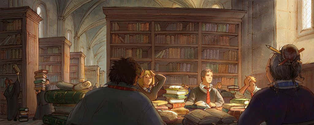 Explore The Limitless Knowledge Of The Hogwarts Library Wallpaper